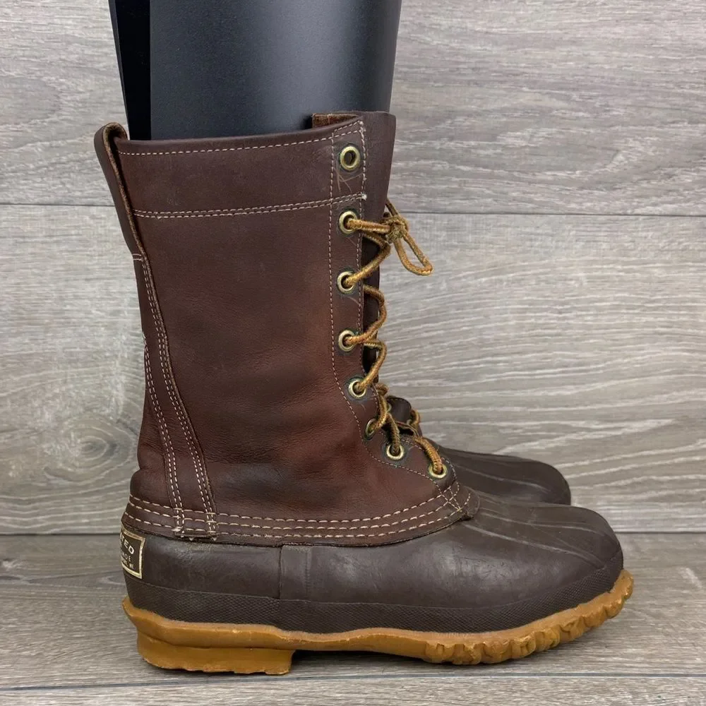 LL Bean Maine Hunting Shoe Women’s Sz 7D Brown Leather 8-Eye Lace Up Duck Boots